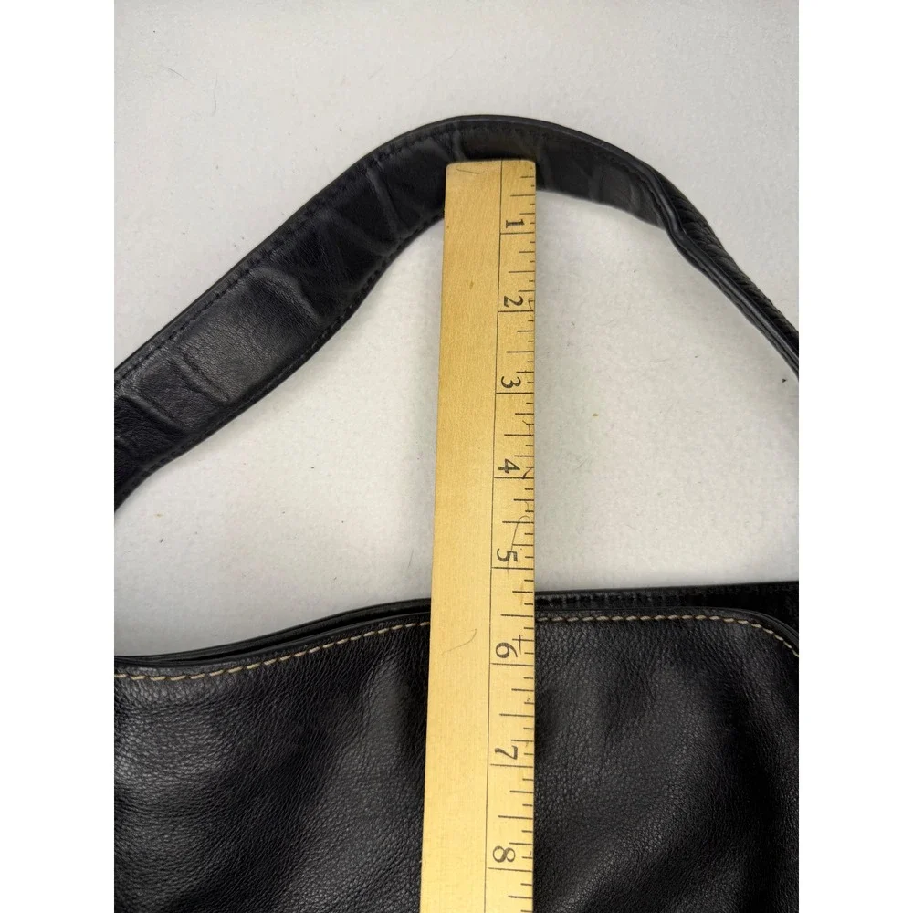 Michael Kors Hobo Bag Womens Large Black Leather Contrast Stitch Boho Classic